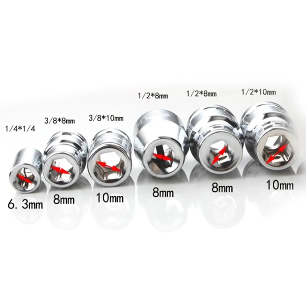 1/4 3/8 1/2 Ratchet Socket Adapter Universal Socket Hex Bit Holder Chrome Vanadium Steel Converter 6 Sizes Repair Tools 6