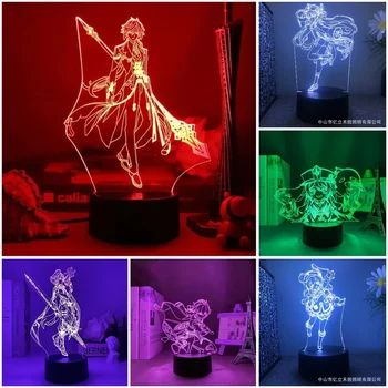 원신 임팩트 3D LED 야간 조명 라이덴 쇼군 모델 장난감, 간우 액션 피규어, 침대 룸 장식, 테이블 램프, 생일 선물
