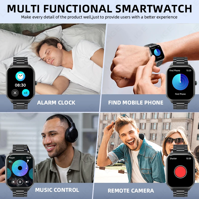 LIGE 2.01" Smart Watch 2025 For Android iOS Gift Bluetooth Call Smartwatch Touch Dial Music Fitness Tracker Sports Watches New