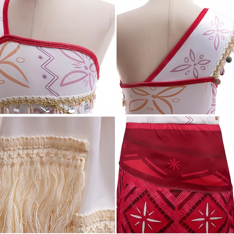 AUYAO Déguisement Vaiana Pour Fille – Robe Moana Avec Couronne De Fleurs, Collier, Bandeau – Costume Princesse Pour Carnaval