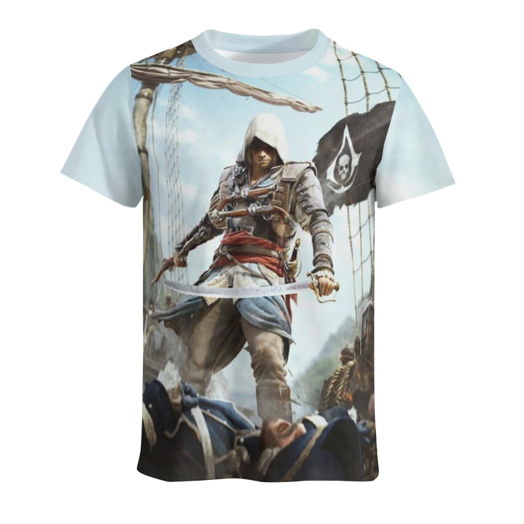 thumbnail image 1 of Camiseta de manga corta con cuello redondo y nueva camiseta de verano de Ass-assin's Cre-ed para hombre, 1 of 4