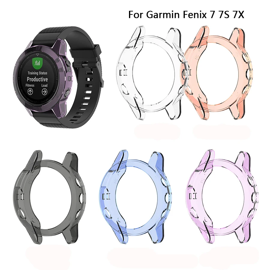 Чехол для смарт-часов Garmin Fenix 7X 7 S мягкий силиконовый бампер из ТПУ с рамкой чехол