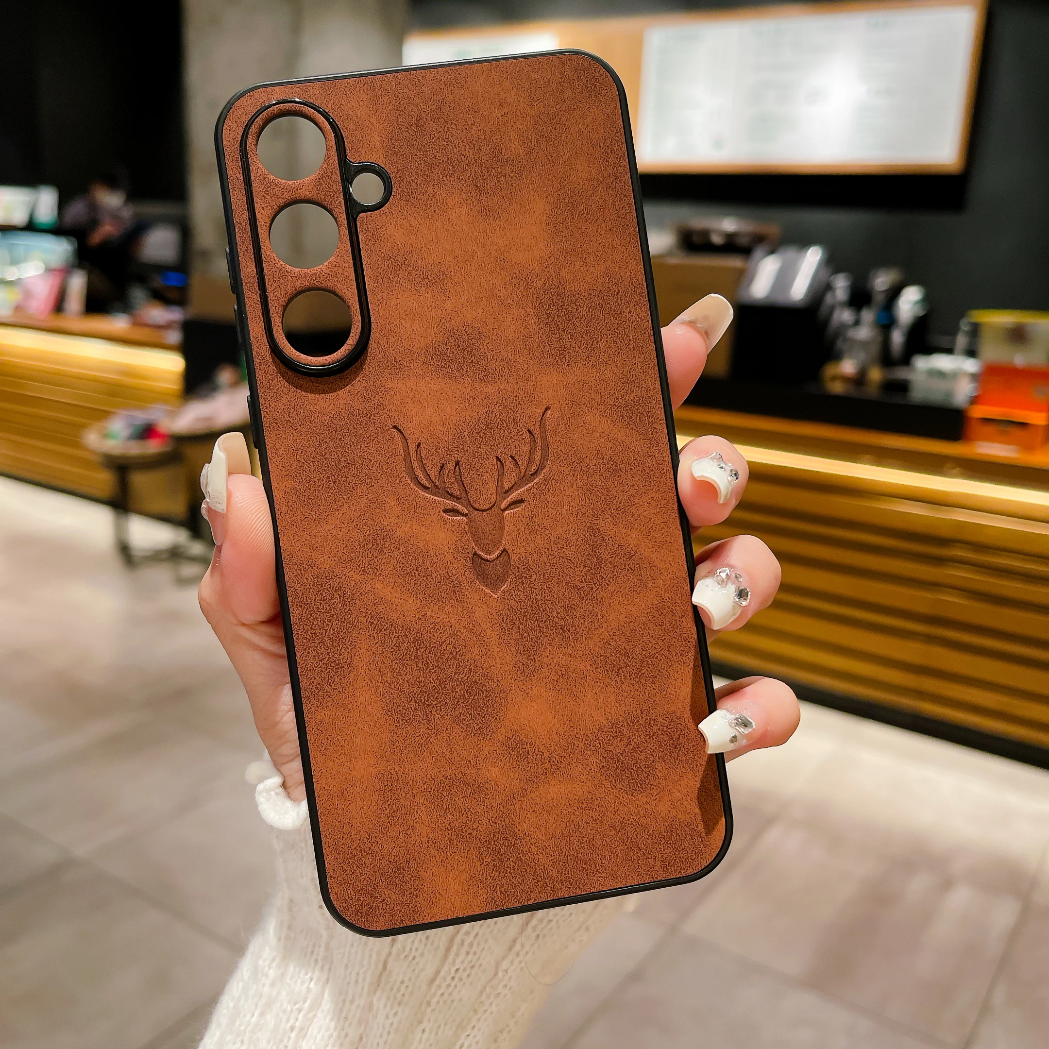 Elegant Suede Leather Shockproof Case with Silicone Bumper Cover