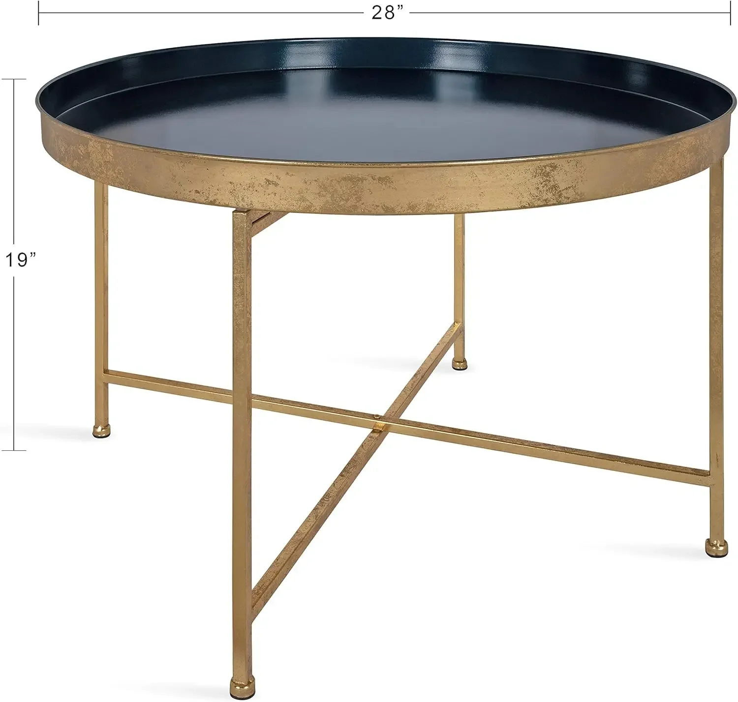Kate & Laurel Celia Modern Glam Round Coffee Table, 28.25" x 28.25" x 19", Navy Blue & Gold Leaf,Chic Sophisticated Accent Table 3
