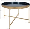 Kate & Laurel Celia Modern Glam Round Coffee Table, 28.25" x 28.25" x 19", Navy Blue & Gold Leaf,Chic Sophisticated Accent Table 3