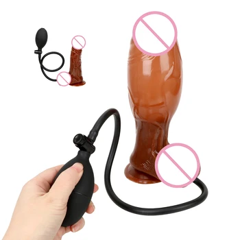 Realistic Penis Dildos Suction Cup Anal Plug Pump Big Butt Plug Inflatable Dildo Sex Toys For Women Adult Products Anus Extender 6
