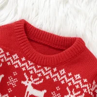 Toddler Kids Baby Boys Girls Autumn Winter Christmas Sweaters Crewneck Santa/Elk Embroidery Pullover Knitwear Jumpers Tops 5