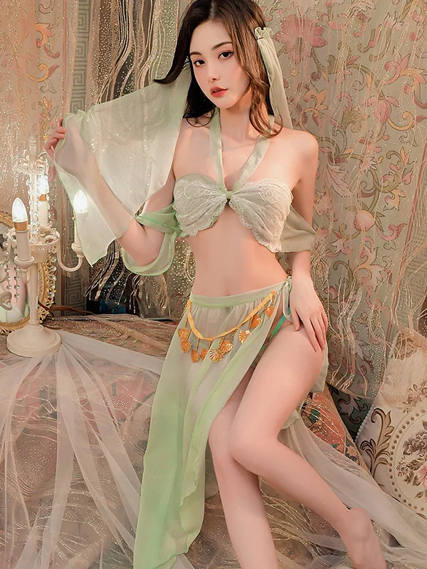 

New Gauze Bold Fun Lingerie Western Region Style Dancer Sexy Uniforms Mini Skirt Set Backless Fashion Slim Soft Mature RNGO