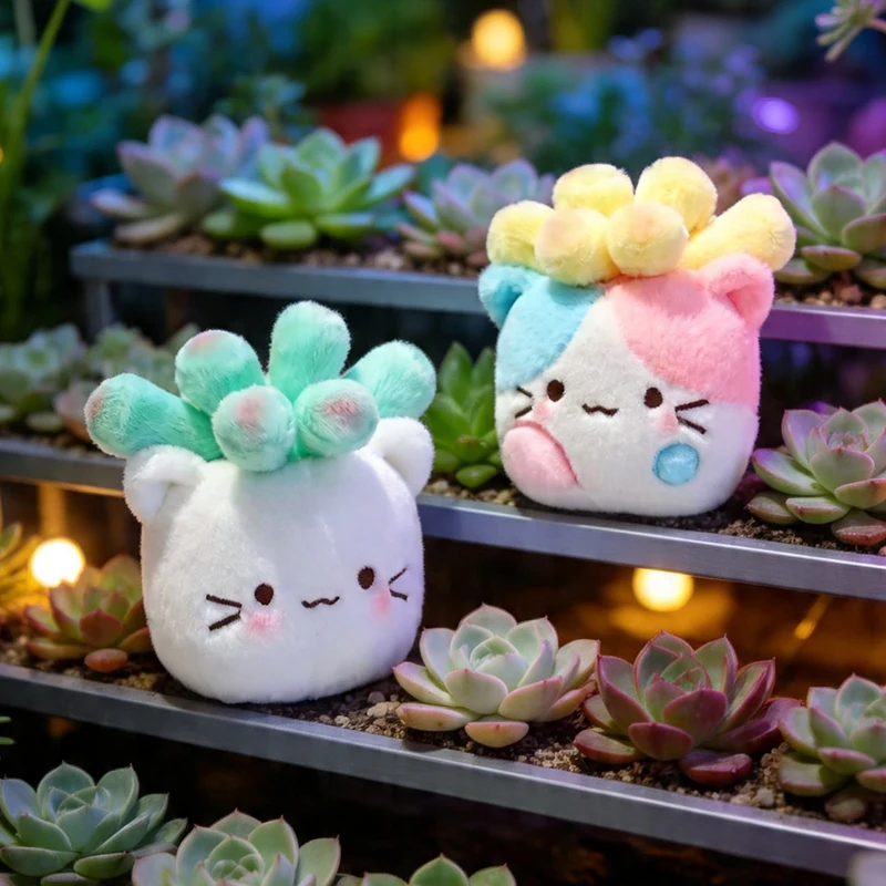 15CM 고양이 모양 화분형 봉제 다육식물 장난감 부드러운 홈데코 인형 창의적인 화분형 사무실 장식품