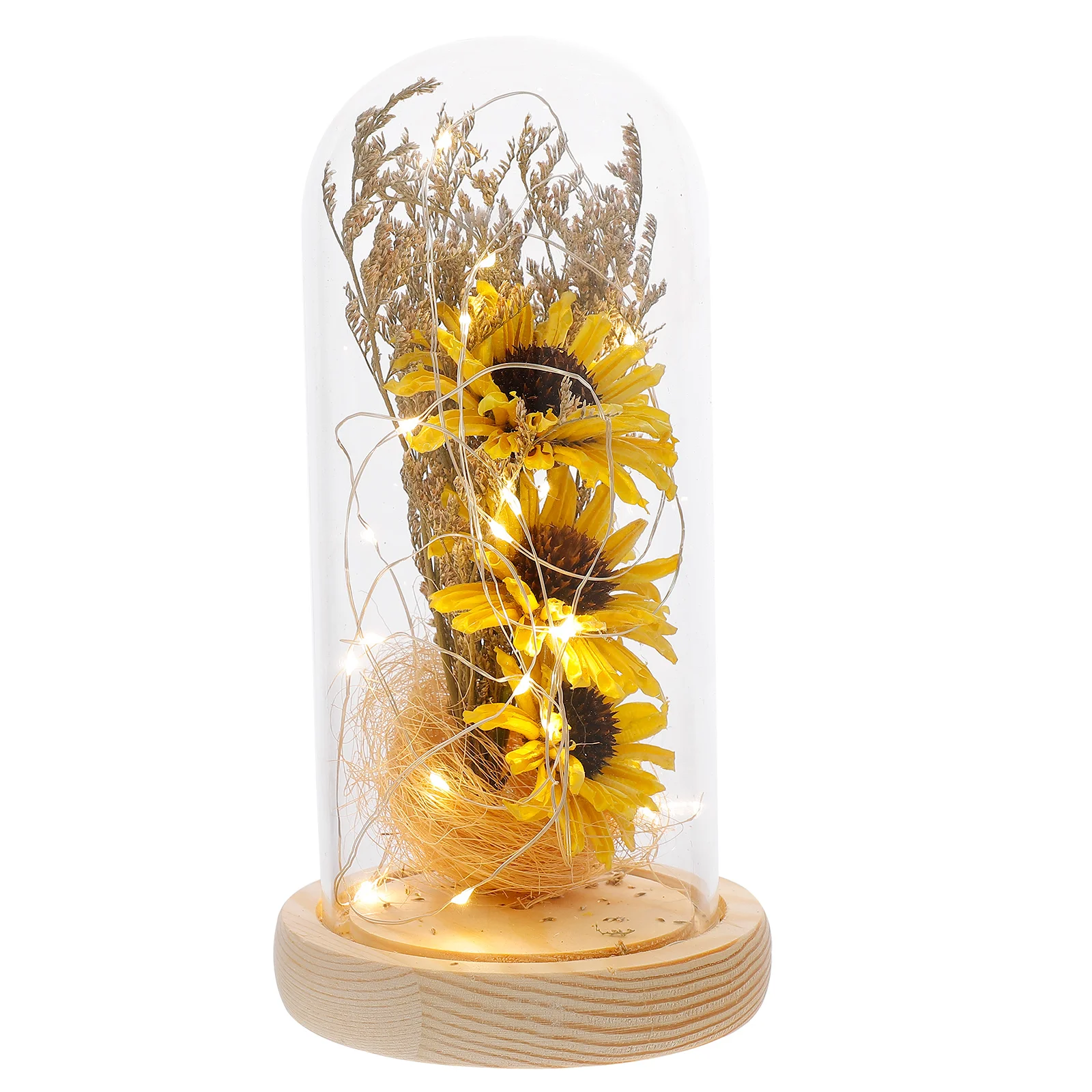 

Sunflower LED Lamp Light Mini Dome Vitroleros Para Decor Night Glass Desk Charming Plant