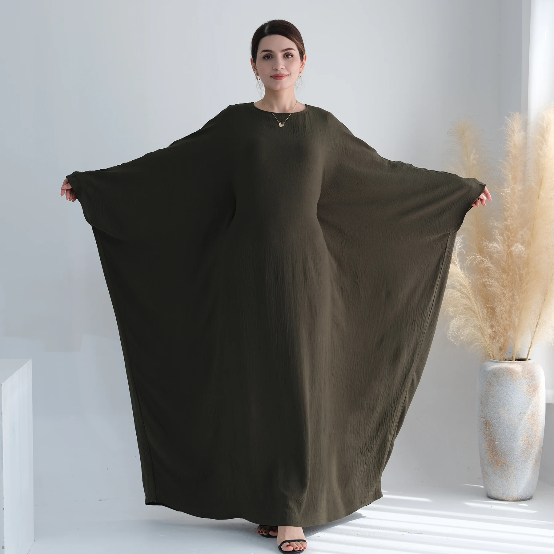 عباية جيدة التهوية للنساء المسلمات ، عباية متواضعة ، كم جناح الخفاش ، مقاس كبير ، تقليدي ، بوليستر ، ملابس دبي ، جديدة