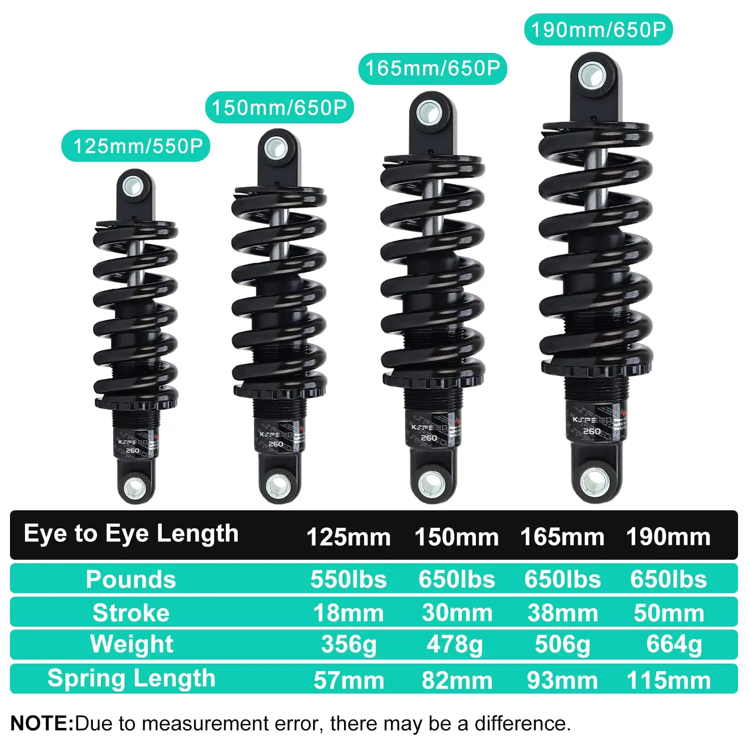ZTZ Mountain Bike Rear Shock Absorber - Adjustable Spring Shock For Downhill & Trail Riding