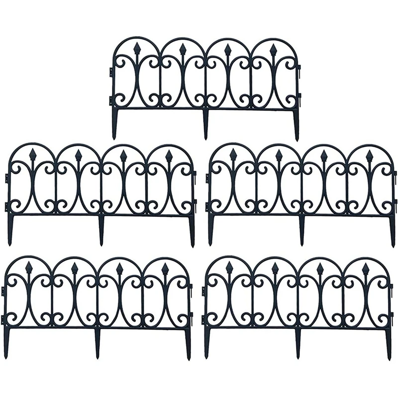 

10 Pack Decorative Garden Fence Rustproof Iron Landscape Wire Folding Fencing Edge Patio Flower Bed Animal Barrier