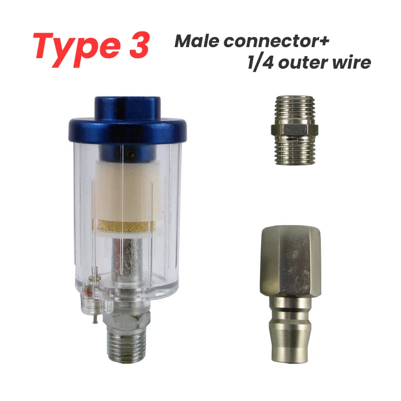 Air Oil Water Separator Filter Kit for 1/4 Inch Compressor Spray Paint Gun Water Trap Clear Painting