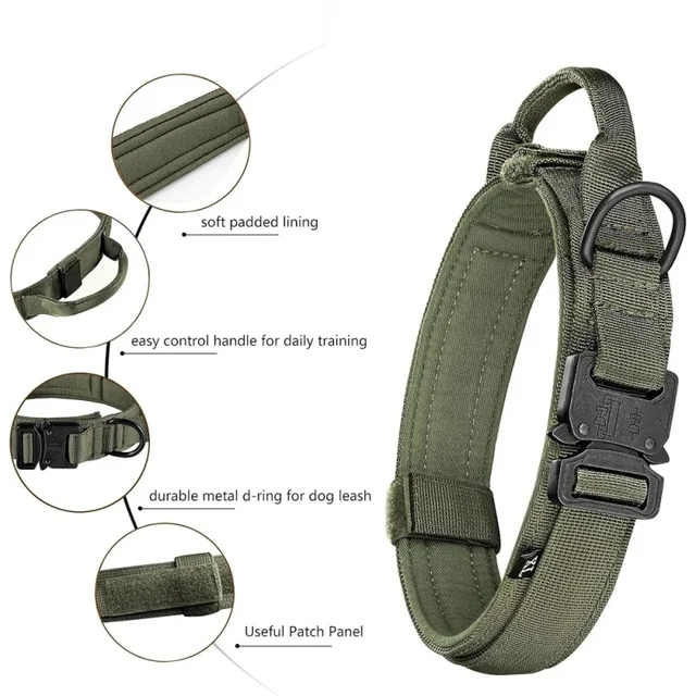 Pet Dog Collar Leash Set Durable Adjustable Pet Tactical Collar Leash Medium Large Dog German Shepherd Training Accessories 3