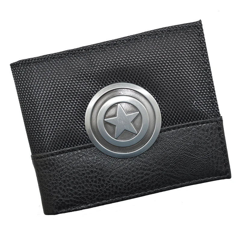 

Free Shipping Metal Design Comics Marvel Captain America Wallet PU Leather Purse with Coin Pocket Gift for Young