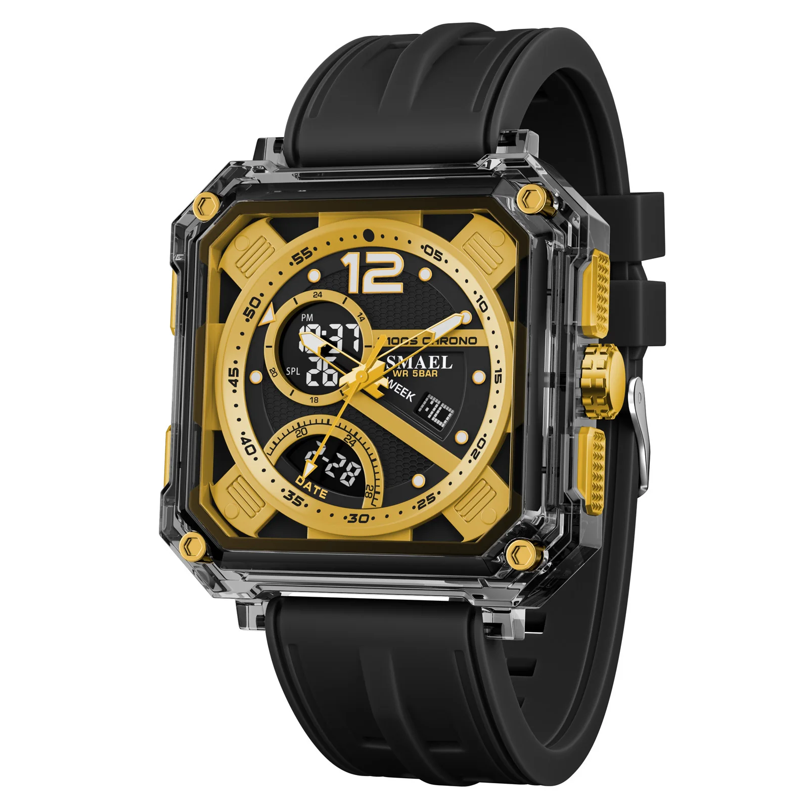 Men's Military Sports Watch - 50M Waterproof Digital Wristwatch with LED Light, Stopwatch, and Alarm
