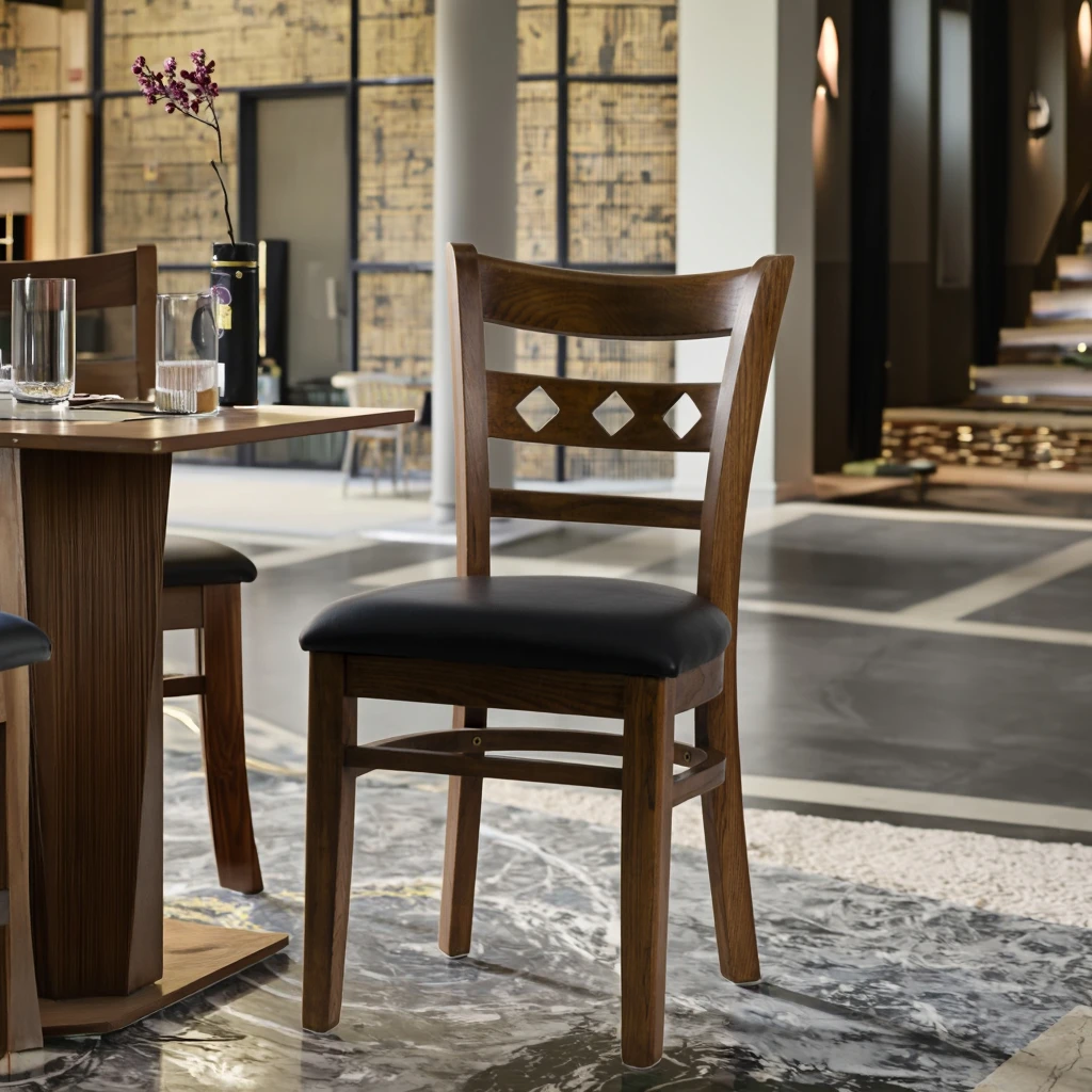 Morden Furniture Solid Wood Modern Design Restaurant Chairs with Natural Color PU Leather Cushion for Home Bar Cafe Hotel Use