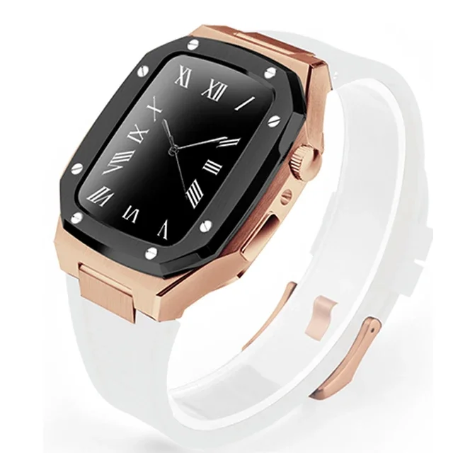 Luxury Stainless Steel Apple Watch Band with Metal Bezel Case