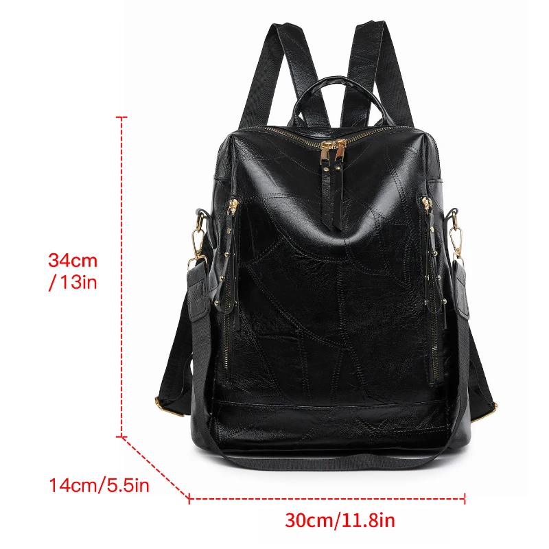 Ladies' retro backpack, synthetic leather, detachable strap, multiple compartments, multifunctional shoulder bag for daily work