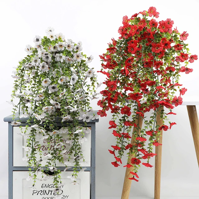 Artificial Hanging Flowers Morning Glory UV Resistant Yard Hanging Fake Plant Garden Wedding Party Decor Garden Balcony Supplies 2