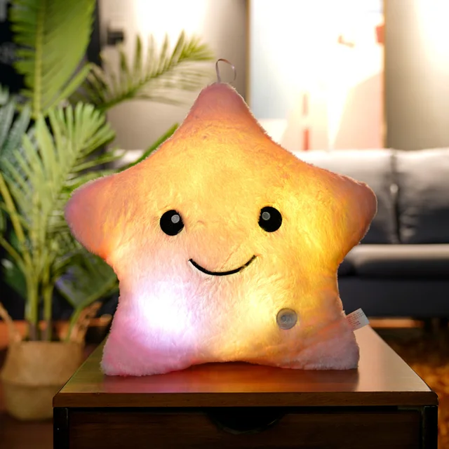 35cm Creative Toy Glowing Colorful Stars Luminous Pillow Cushion Soft Stuffed Plush Light Up Toys Gift for Girls Boys Kids Child 6