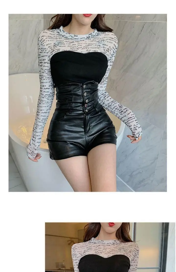 Trendy Women's PU Leather Shorts High Waist Button Ladies Slim Pockets Female Spring Black Sexy Stylish Shorts Trousers Woman