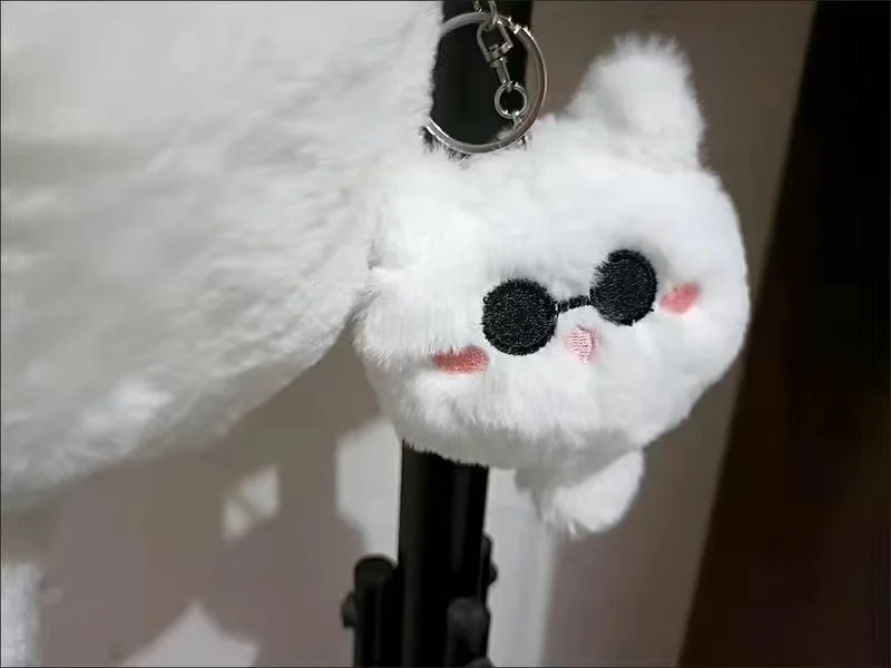 Jujutsu Kaisen Satoru Gojo 흰 고양이 플러시 펜던트 코스프레 10cm 애완 동물 귀여운 인형 키 체인 가방 장식 장난감