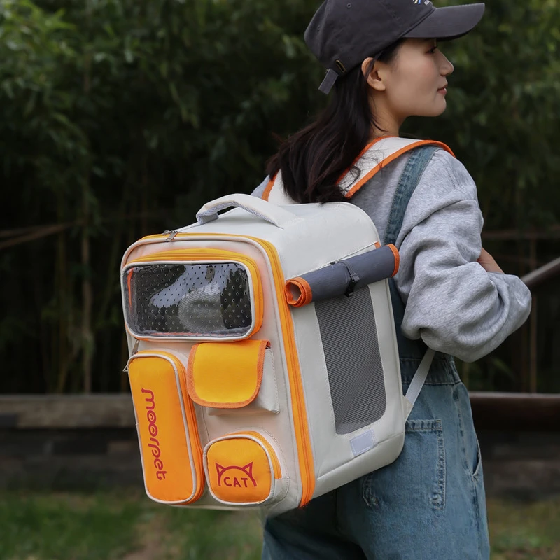Large Capacity Cat Carrier Backpack Adjustable Strap Pet Carrying Bag Foldable Cat Backpack for Outdoor Travel