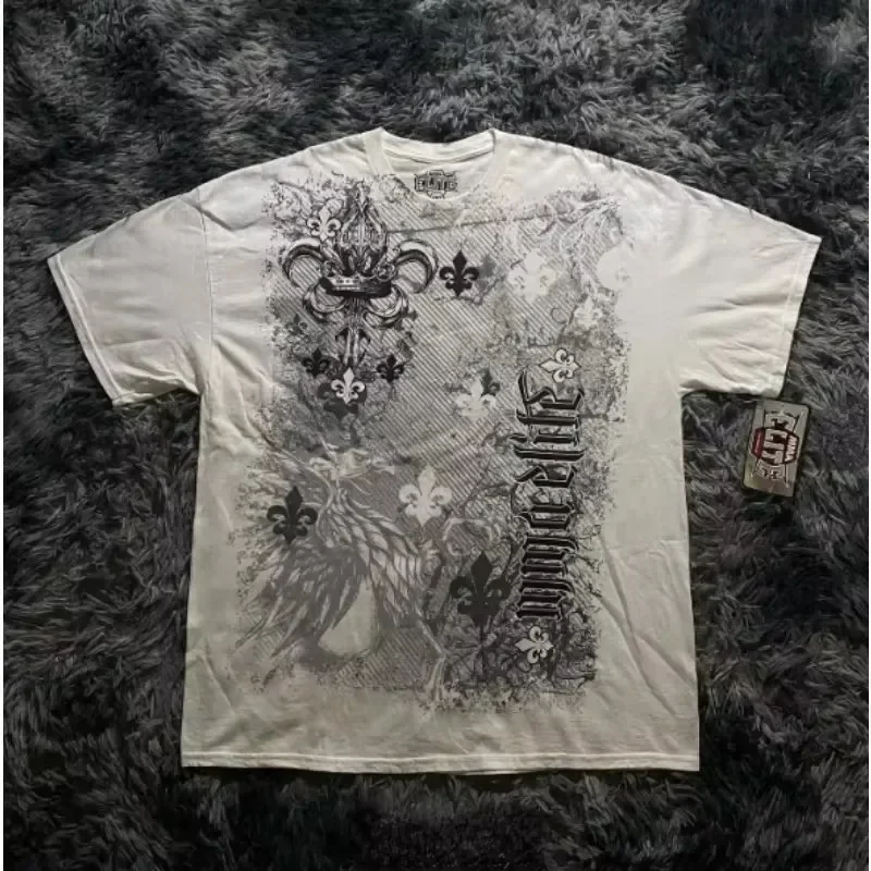 Y2K Gothic Skull Cross Streetwear Tee – Trendy Graphic T-Shirt