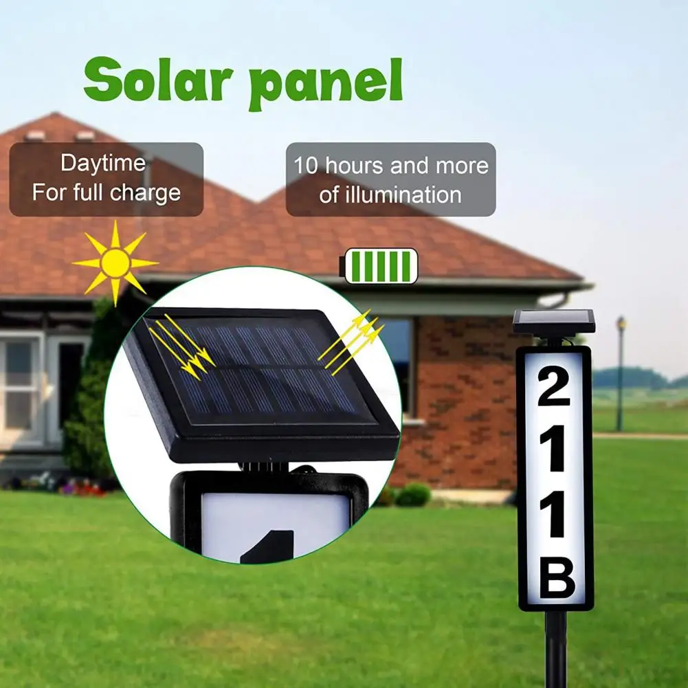 

Outdoor Address Number Solar Lamp Effortless Illuminated Address Plaques Solar-powered Waterproof Easy to Install Led for Home