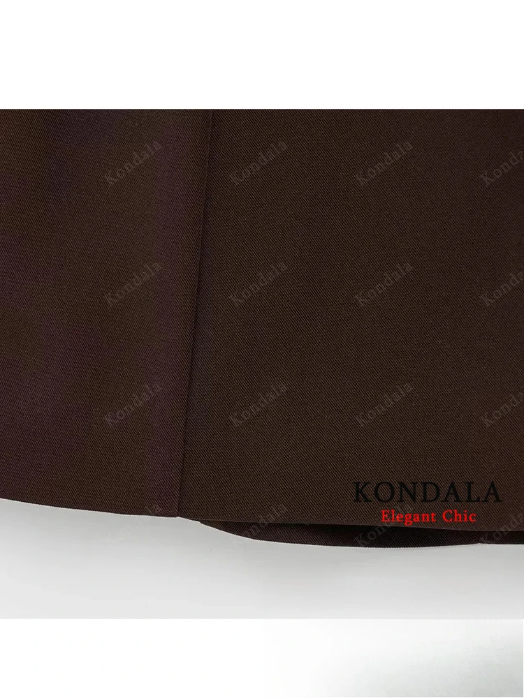 KONDALA Vintage Casual Women Skirt Brown Solid Zipper Slim Short Skirt New Fashion 2025 Spring Summer Holiday Mini Female Skirt 4