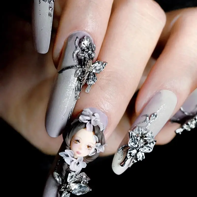 3D 인형 얼굴 몰드 네일 아트 몰드 실리콘 네일 몰드 DIY 쥬얼리 제작 귀여운 소녀 참 장식 도구