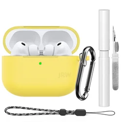 Premium Dustproof Silicone Case with Cleaning Kit & Keychain - AirPods Pro 3 (Yellow with Pen)