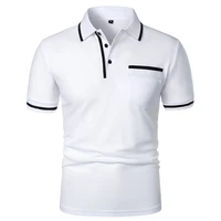 Nouveaux hommes à manches courtes polos couleur unie t-shirt style décontracté été à la mode respirant ample basique épissure poches supérieures hommes chemises 4