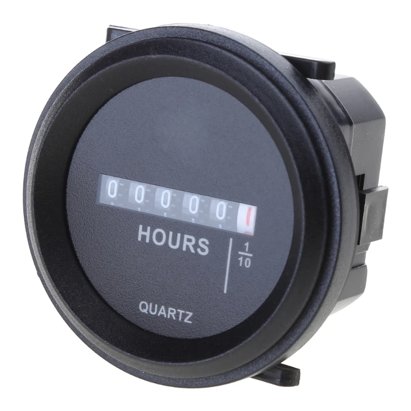 

Mechanical Round Hour Meter 6-80V Plastic Hour Meter Easy-Installation for Marine Engine Truck Snowmobile Generators