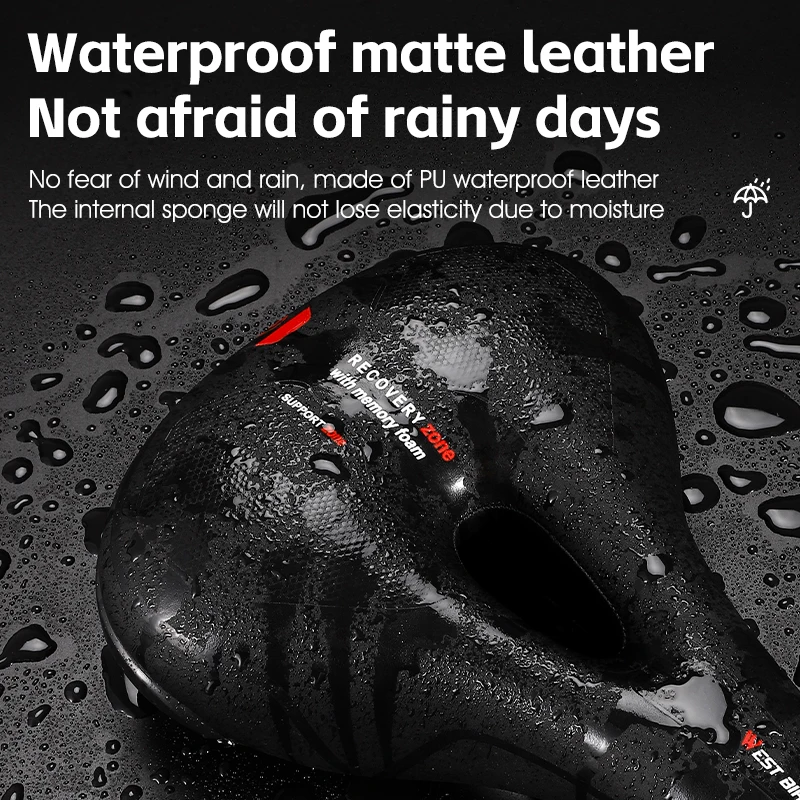 WEST BIKING Bicycle Saddle Hollow Breathable PU Waterproof Bike Saddle Widen Thicken Soft Rebound MTB Road Bike Cushion Seat