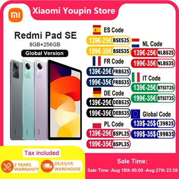Tablet Snapdragon da 11 pollici Xiaomi Redmi Pad SE versione globale ® 680 Quadaltoparlanti Dolby Atmos ® Batteria grande da 11 pollici con display da 8000 mAh 1