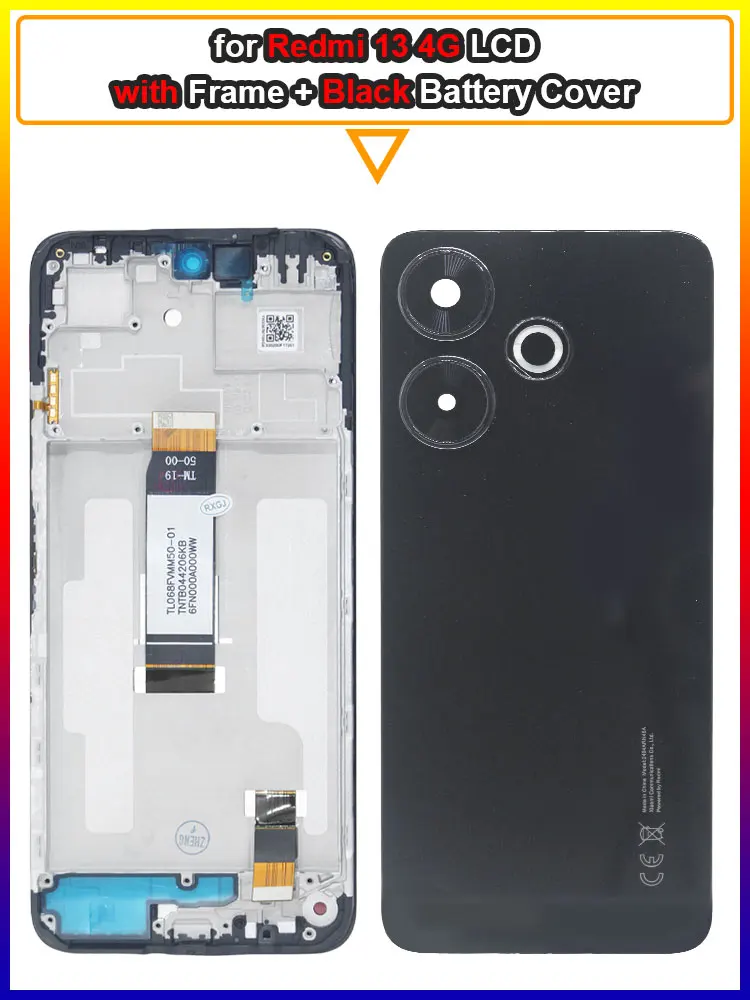 Schermo Display Per Xiaomi Redmi 13C 4G (Modelli 23108RN04Y/2311DRN14I) Con Frame Nero
