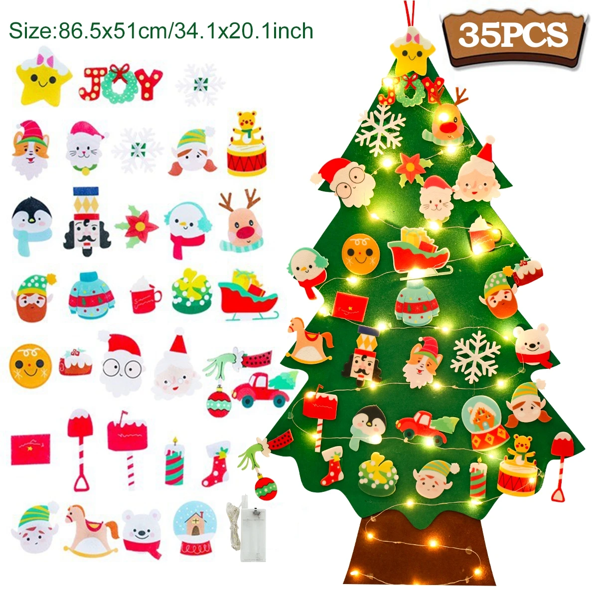 Children's DIY Felt Christmas Tree and Festive Ornaments Set - Holiday Decorations and New Year Gifts