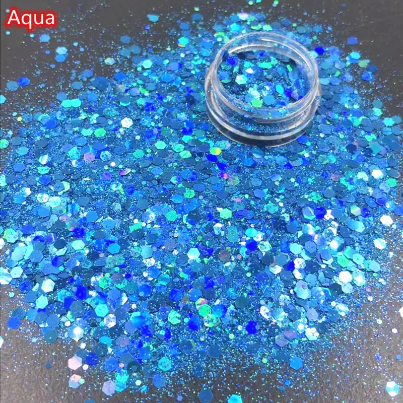 Mixed Size Holographic Laser Nail Glitter Powder DIY Manicure Gel Polish Nail Art Glitter Crafts Make Up 1Bottle