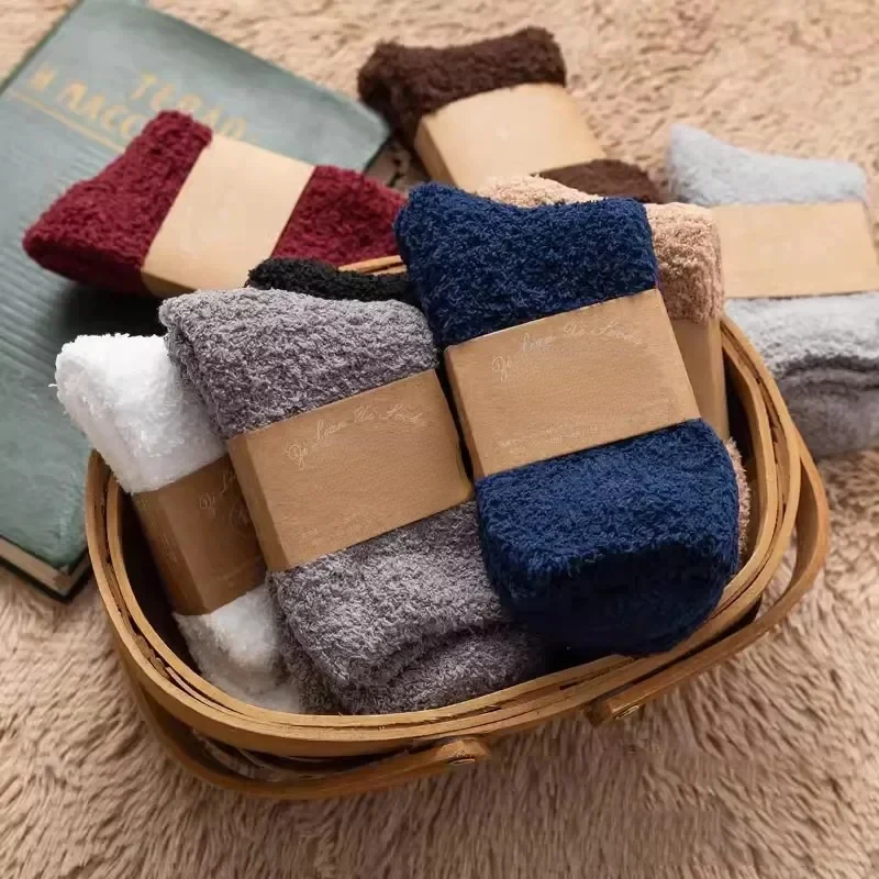 6 paia di calzini in pile corallo a righe dolci calzini in velluto