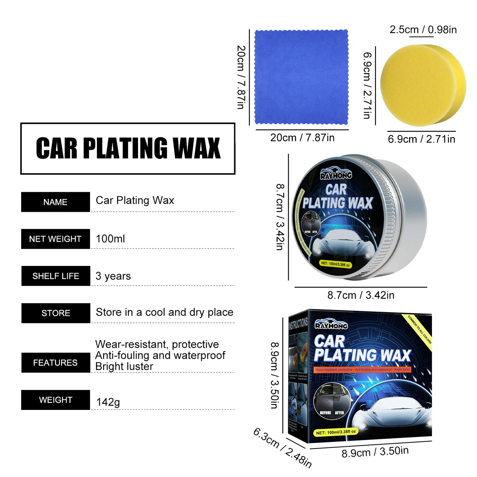 Car Wax Crystal Coating Set High Gloss Crystal Wax For Car Care Polish Coating Protection Plating Mirror Shine