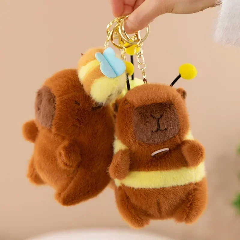 1/3/5/10PCS Capybara Plush Keychain drawing jitterbug wings bee water dolphin bead bag hanging ornaments doll