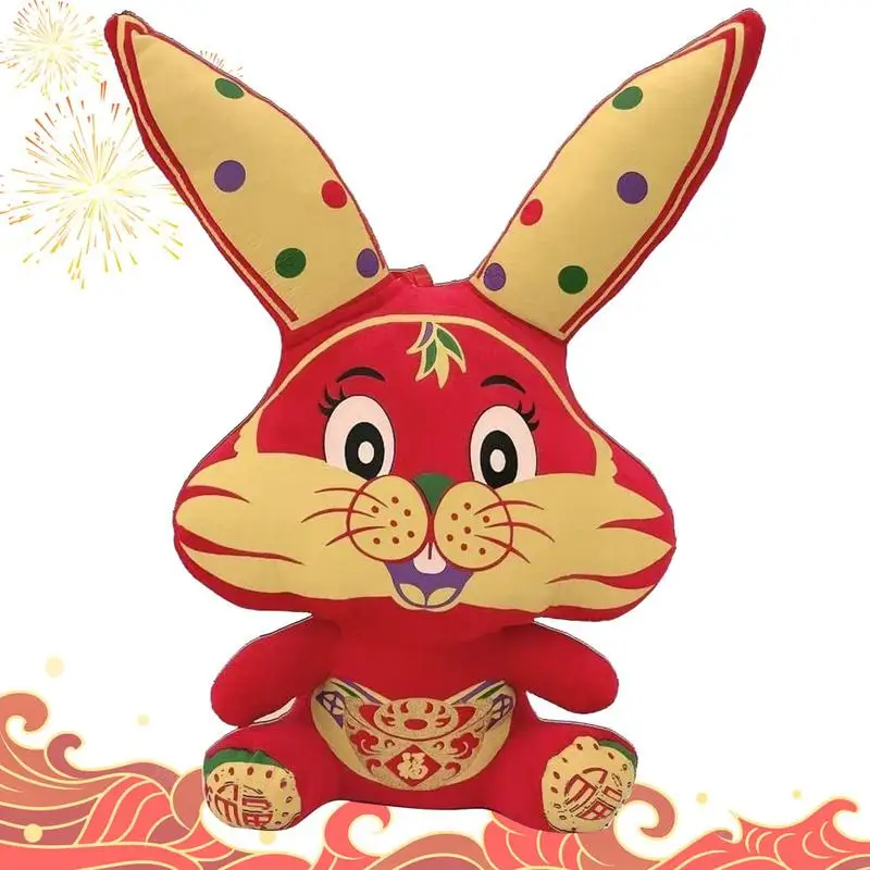 

Плюшевый кролик на удачу, Китайский Зодиак, кролик на удачу, милая Кукла Кролик, мягкие животные, внутреннее украшение для весеннего фестиваля, Новинка