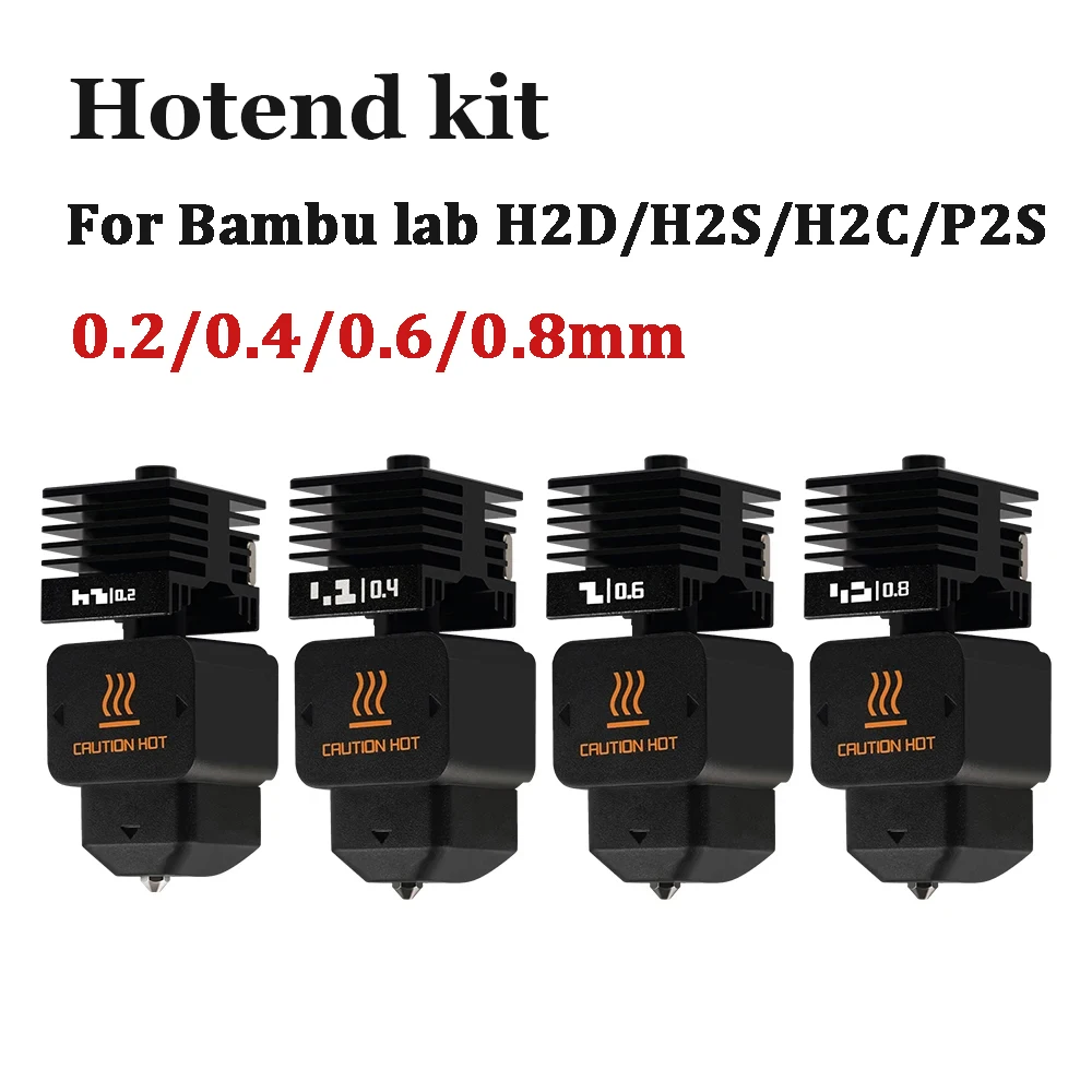 H2D H2S H2C Hotend Kit with 0.2/0.4/0.6/0.8mm Nozzle for Bambu H2D A1/A1mini