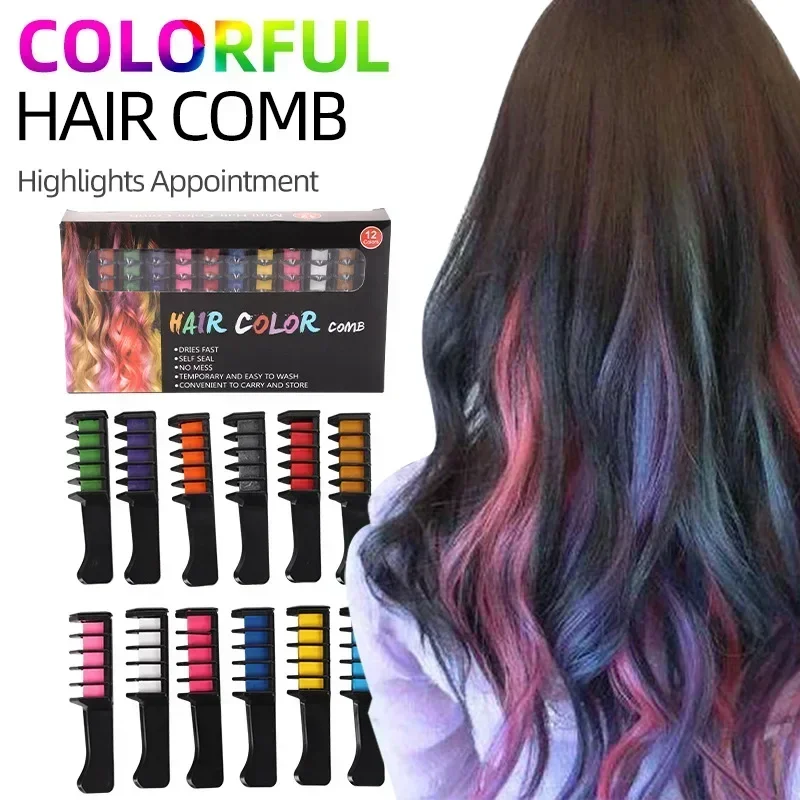 the Hair Color Temporary Blue Hair Dye with Comb Dye Hair Coloring Comb Set  Mascara Design Crayons Chalk