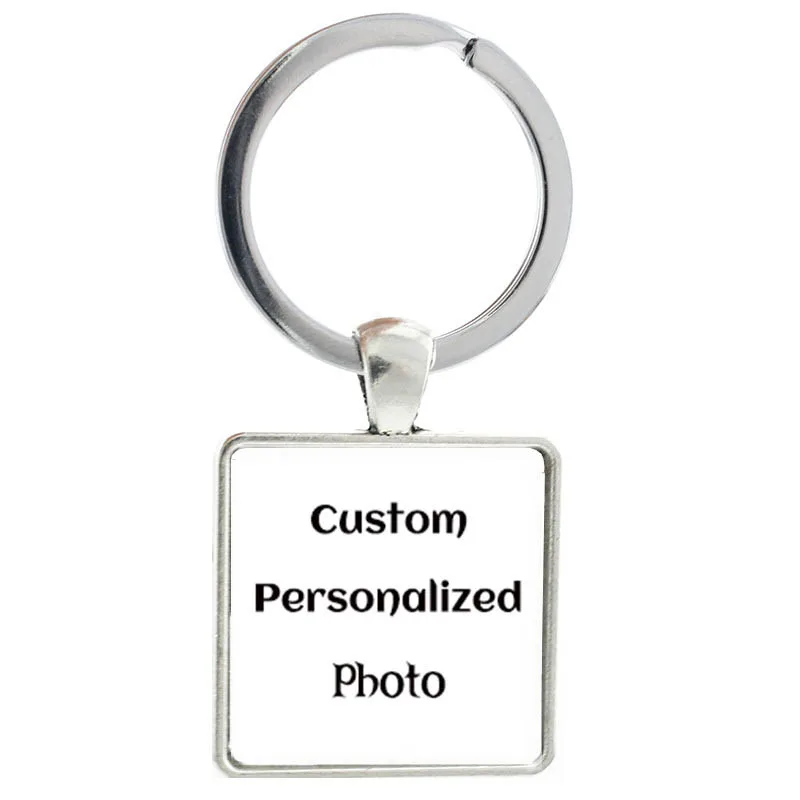 Personalized Custom Square Picture Keychain Handmade Cute Fashion Art Photo Accessories Jewelry Keyring Family Gift Wholesale