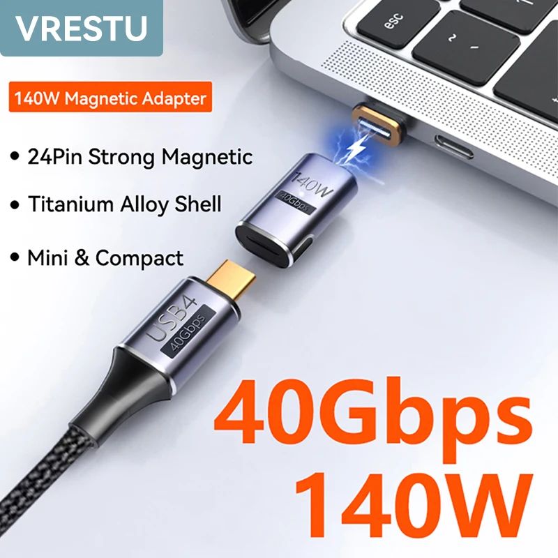 USB C 8K 40Gbps 140W USB4.0 Magnetic Adapter 24Pin Fast Charge Connector for Thunderbolt4 MacBook iPad Pro Samsung Headphone HUB otg adapter usb to type c adapter type c adapter