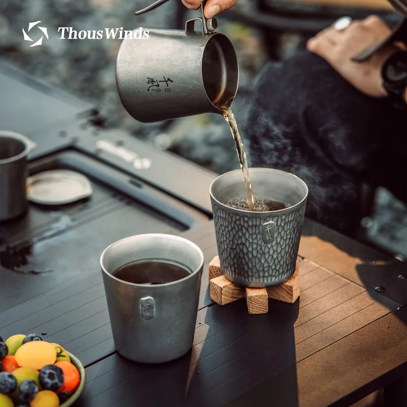 Thous Winds Ti-DOUBLE 300ml Titanium Camping MUG Outdoor Cup Lightweight Titanium Coffee Cup Backpacking Picnic Camping Supplies 6